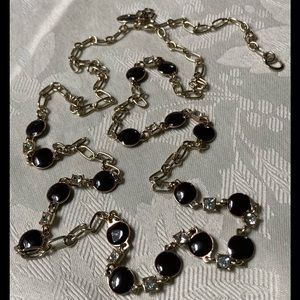Ann Taylor Black Bead & Rhinestone Necklace